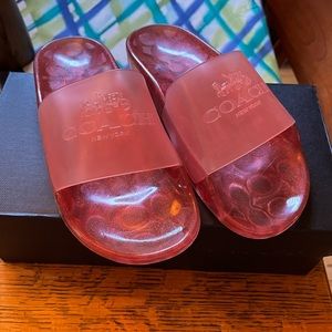 NEW COACH Ulyssa Slide Sport Pool/Beach Slides, In Candy Apple Pink-Size 7